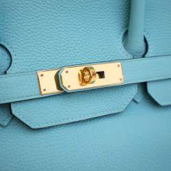 Pre Owned Hermes Bleu Atoll Togo Birkin 35