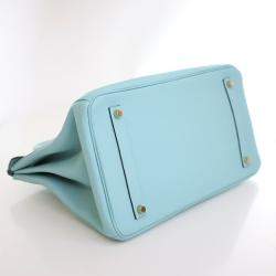 Pre Owned Hermes Bleu Atoll Togo Birkin 35