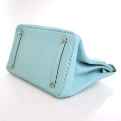 Pre Owned Hermes Bleu Atoll Togo Birkin 35