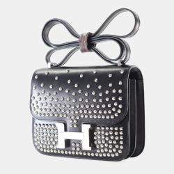 مملوكة مسبقًا حقيبة هيرمس كونستانس 18 ميني نوار بوكس كلوتيه