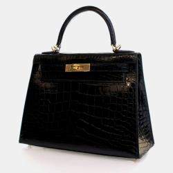 مملوكة مسبقًا حقيبة هيرمس كيلي سيليير 28 تمساح أسود نوار