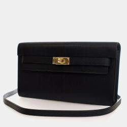 مملوكة مسبقًا Hermes Noir Chevre Mysore Kelly To Go Wallet