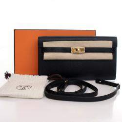 مملوكة مسبقًا Hermes Noir Chevre Mysore Kelly To Go Wallet