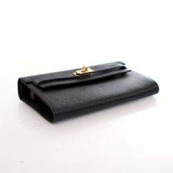 مملوكة مسبقًا Hermes Noir Chevre Mysore Kelly To Go Wallet