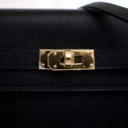 مملوكة مسبقًا Hermes Noir Chevre Mysore Kelly To Go Wallet
