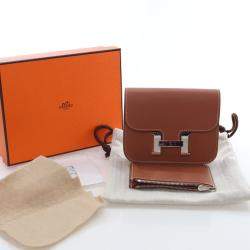 Pre Owned Hermes Gold Evercolor Constance Slim Wallet
