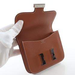 Pre Owned Hermes Gold Evercolor Constance Slim Wallet