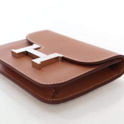 Pre Owned Hermes Gold Evercolor Constance Slim Wallet