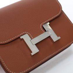 Pre Owned Hermes Gold Evercolor Constance Slim Wallet