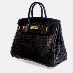 Pre Owned حقيبة هيرمس بيركين كروكوديل بوروسوس نوار 25