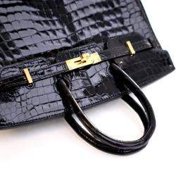 Pre Owned حقيبة هيرمس بيركين كروكوديل بوروسوس نوار 25