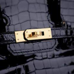 Pre Owned حقيبة هيرمس بيركين كروكوديل بوروسوس نوار 25