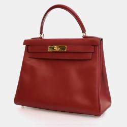 Pre Owned حقيبة هيرمس كيلي 28 جلد بوكس عتيق فيف رووج