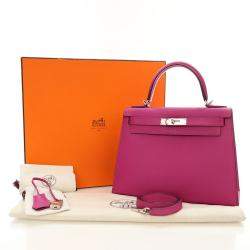 Pre Owned Hermes Rose Pourpre Epsom Sellier Kelly 28
