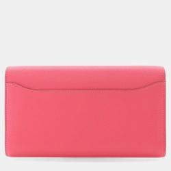 Pre Owned Hermes Rose Extreme Epsom Constance Wallet To Go