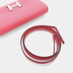 Pre Owned Hermes Rose Extreme Epsom Constance Wallet To Go