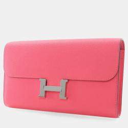 Pre Owned Hermes Rose Extreme Epsom Constance Wallet To Go