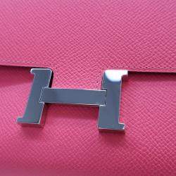 Pre Owned Hermes Rose Extreme Epsom Constance Wallet To Go