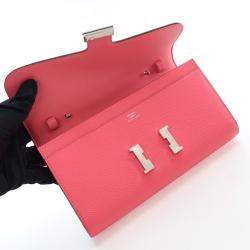 Pre Owned Hermes Rose Extreme Epsom Constance Wallet To Go