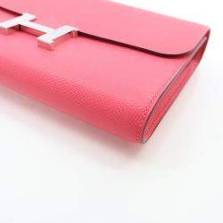 Pre Owned Hermes Rose Extreme Epsom Constance Wallet To Go
