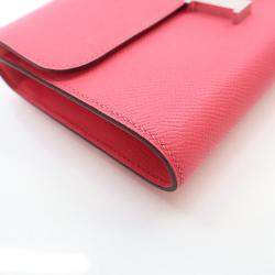 Pre Owned Hermes Rose Extreme Epsom Constance Wallet To Go