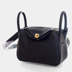 Pre Owned Hermes Noir Clemence Mini Lindy 20