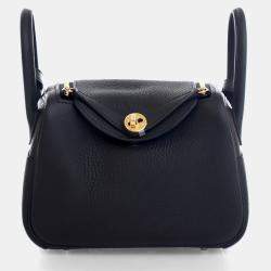 Pre Owned Hermes Noir Clemence Mini Lindy 20