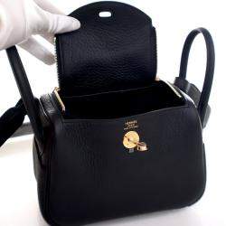 Pre Owned Hermes Noir Clemence Mini Lindy 20
