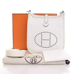 Pre Owned Hermes New White Clemence Evelyne TPM 16