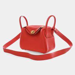 مملوكة مسبقًا Hermes Rouge De Coeur Clemence Mini Lindy 20