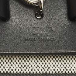 Pre Owned Hermès Herbag Zip 31 Ardoise/Black Coated Canvas and Leather Bag