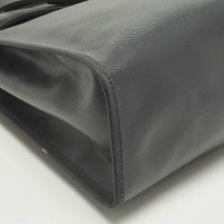 Pre Owned Hermès Herbag Zip 31 Ardoise/Black Coated Canvas and Leather Bag