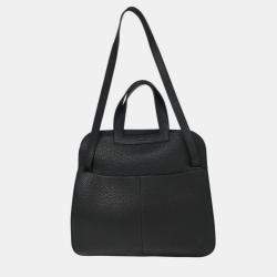 Pre Owned Hermes Halzan 31 Black Taurillon Clémence Leather Tote Bag