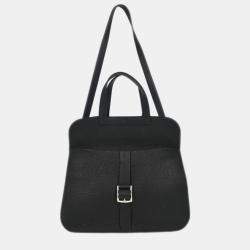 Pre Owned Hermes Halzan 31 Black Taurillon Clémence Leather Tote Bag