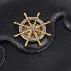 Pre Owned Hermes Blue Ocean Box Calf Frigate Handbag