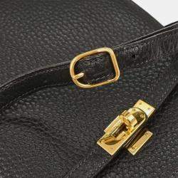 Pre Owned Hermes Kelly Sport PM Black Fjord Leather Shoulder Bag