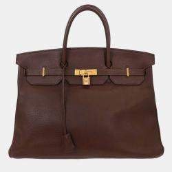 Pre Owned Hermes Birkin 40 Havane Taurillon Clemence Handbag