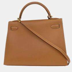 Pre Owned Hermes Kelly 32 Sellier  Natural Vache Handbag