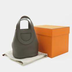 Pre Owned Hermes In The Loop 18 Grimayer Gray Taurillon Clemence Leather Handbag 