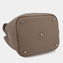 Pre Owned Hermes Picotin Lock 26 Taurillon Clemence Etoupe Leather Handbag