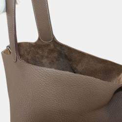 Pre Owned Hermes Picotin Lock 26 Taurillon Clemence Etoupe Leather Handbag