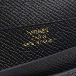 Pre Owned محفظة هيرمس بيرن كومباكت بايفولد جلد إبصوم أسود
