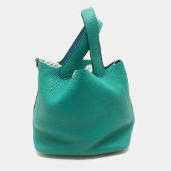 Pre Owned حقيبة هيرمس بيكوتين لوك إكلات دي جلد توريليون كليمونس لون أخضر فيرون كبير 22