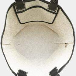 Pre Owned Hermes Steeple 28 Handbag Tote Bag Grey Black Toile H Swift Leather