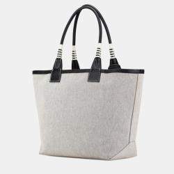 Pre Owned Hermes Steeple 28 Handbag Tote Bag Grey Black Toile H Swift Leather