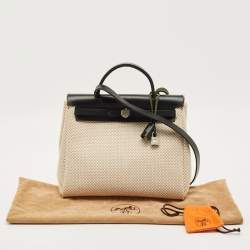 مملوكة مسبقًا Hermes 2in1 Herbag 31 Black/Natural Toile Canvas and Vache Hunter Bag