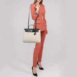 مملوكة مسبقًا Hermes 2in1 Herbag 31 Black/Natural Toile Canvas and Vache Hunter Bag