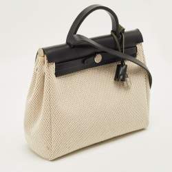 مملوكة مسبقًا Hermes 2in1 Herbag 31 Black/Natural Toile Canvas and Vache Hunter Bag