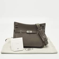 مملوكة مسبقًا Hermes Etoupe Taurillon Clemence Leather Palladium Finish Jypsiere 28 Bag