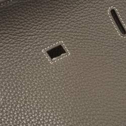 مملوكة مسبقًا Hermes Etoupe Taurillon Clemence Leather Palladium Finish Jypsiere 28 Bag